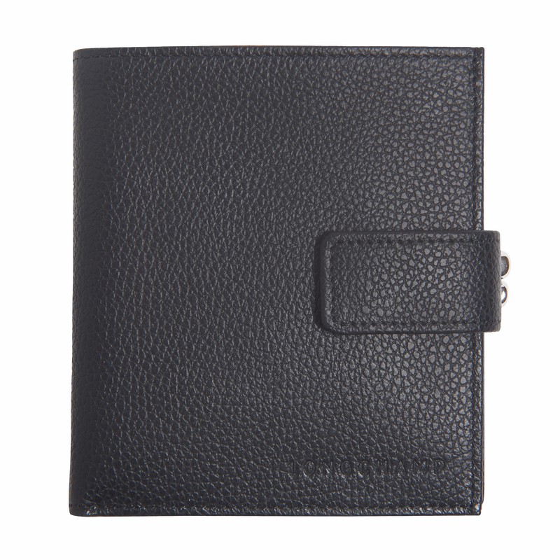 Longchamp Le FOULONNÉ Compact wallet - Leather Black | FBPY42907