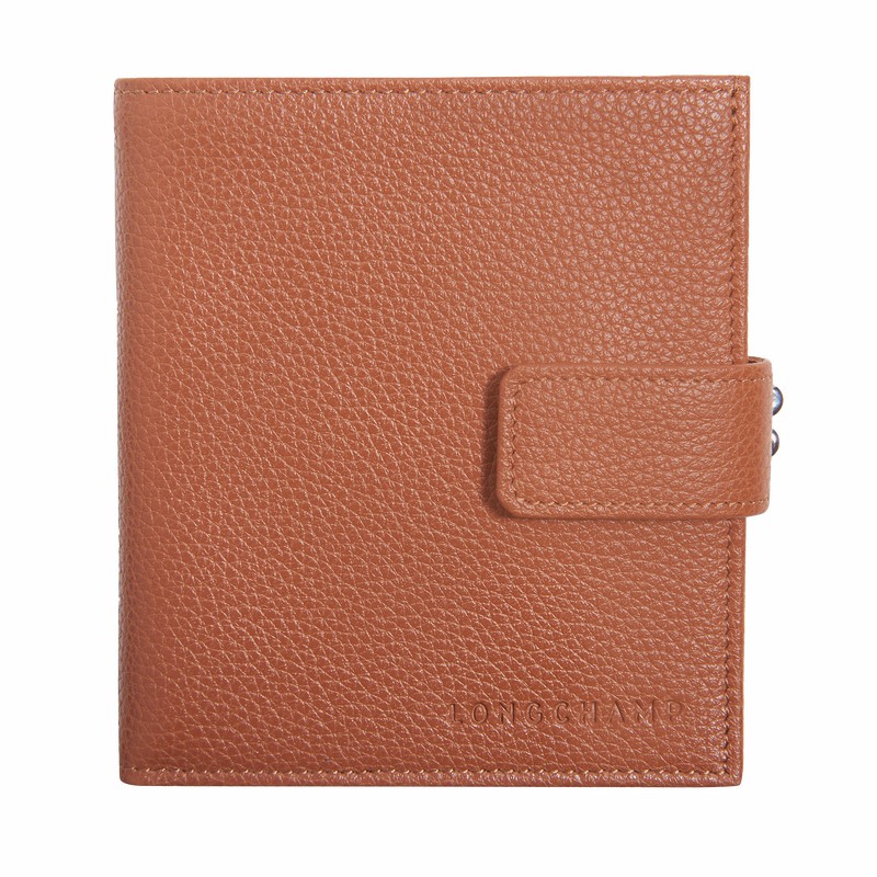 Longchamp Le FOULONNÉ Compact wallet - Leather Caramel | SHKP60432