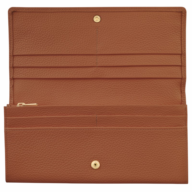 Longchamp Le FOULONNÉ Continental wallet - Leather Caramel | TXNK76451