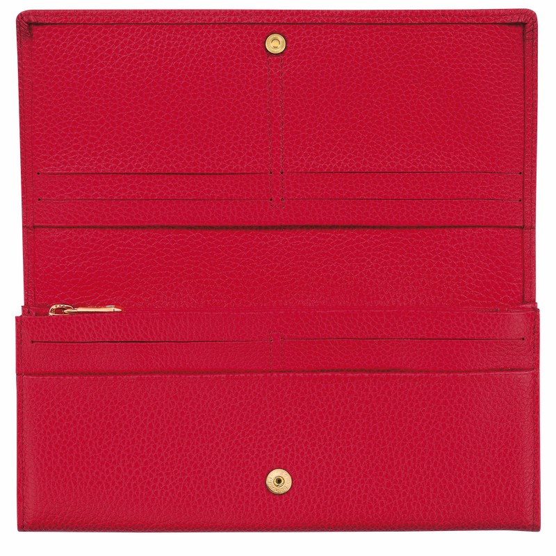 Longchamp Le FOULONNÉ Continental wallet - Leather Red | TOCL32098