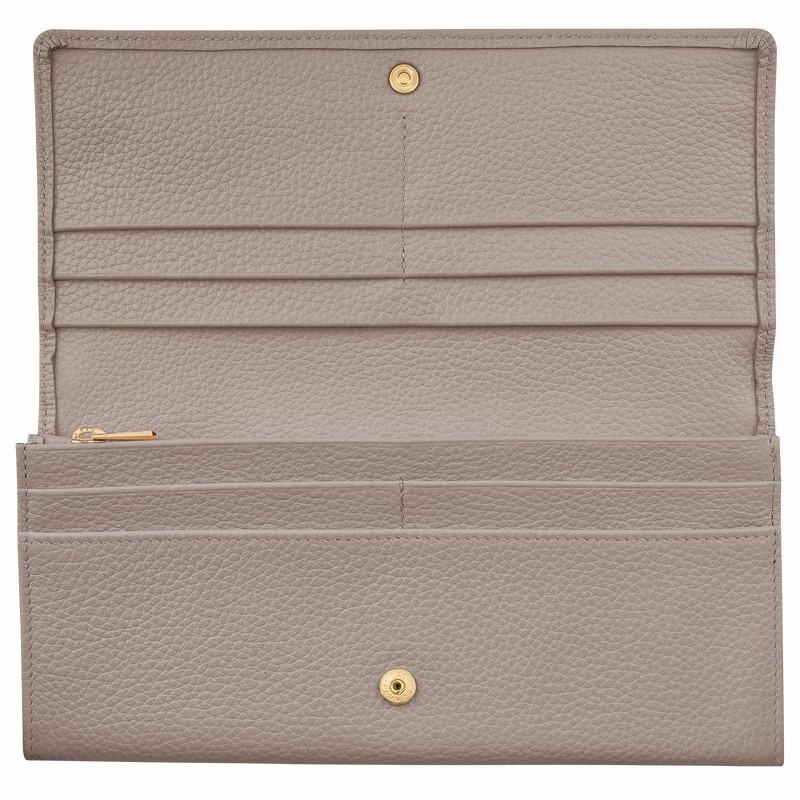 Longchamp Le FOULONNÉ Continental wallet - Leather Grey | NZFC75241