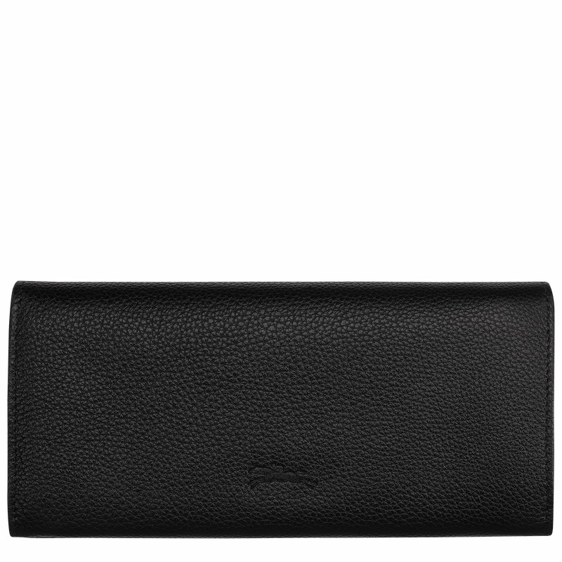 Longchamp Le FOULONNÉ Continental wallet - Leather Black | SIMY70253