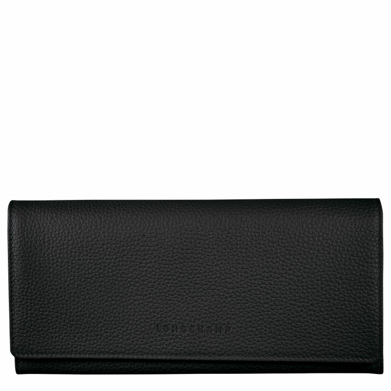 Longchamp Le FOULONNÉ Continental wallet - Leather Black | SIMY70253