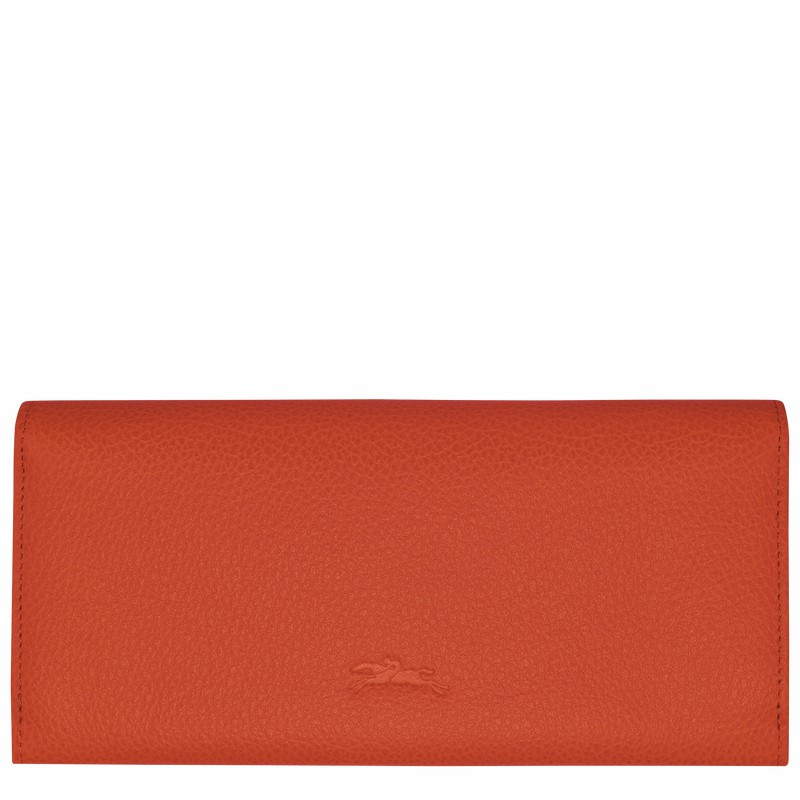 Longchamp Le FOULONNÉ Continental wallet - Leather Orange | TLUH19537