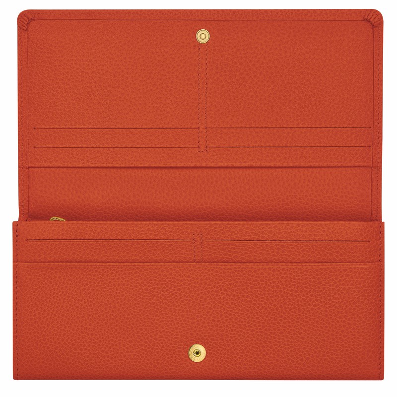 Longchamp Le FOULONNÉ Continental wallet - Leather Orange | TLUH19537