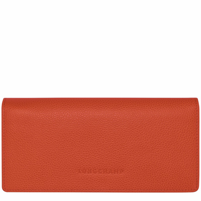 Longchamp Le FOULONNÉ Continental wallet - Leather Orange | TLUH19537