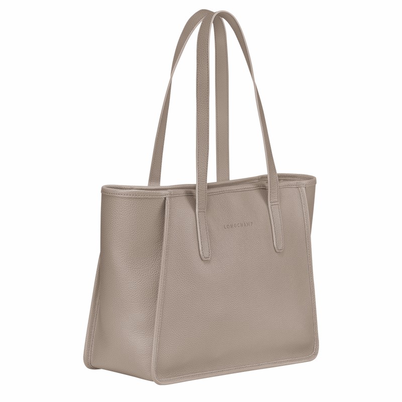 Longchamp Le FOULONNÉ L Tote bag - Leather Grey | DOQW01259