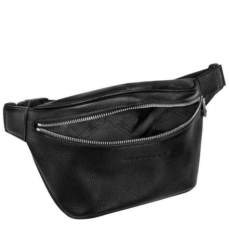 Longchamp Le FOULONNÉ M Belt bag - Leather Black | CPOM73426