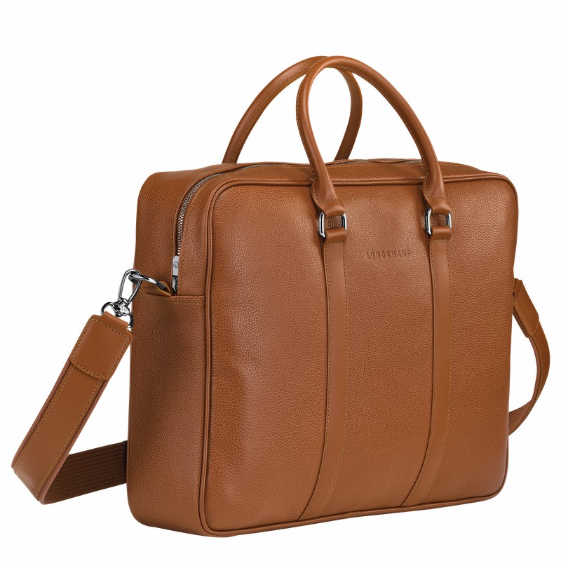 Longchamp Le FOULONNÉ M Briefcase - Leather Caramel | VPRD19768