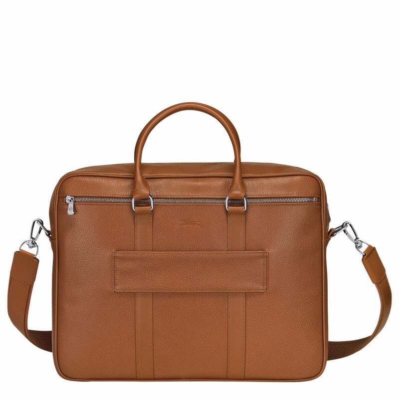 Longchamp Le FOULONNÉ M Briefcase - Leather Caramel | VPRD19768