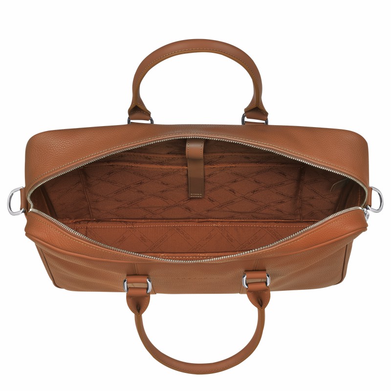 Longchamp Le FOULONNÉ M Briefcase - Leather Caramel | VPRD19768