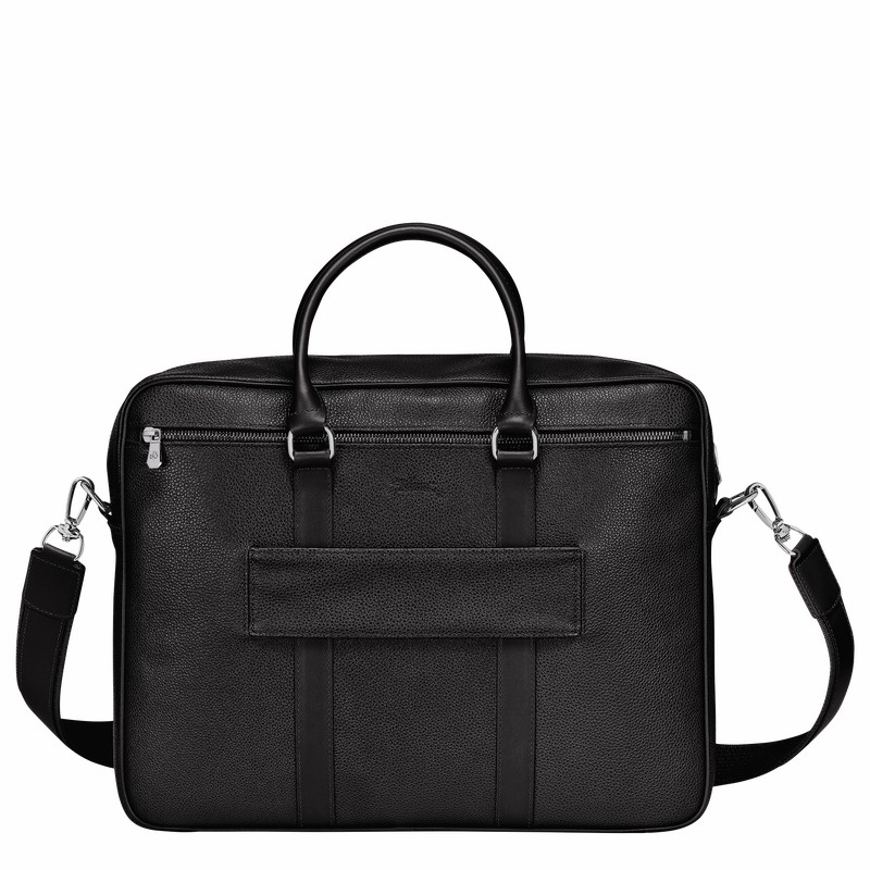 Longchamp Le FOULONNÉ M Briefcase - Leather Black | KBET87629