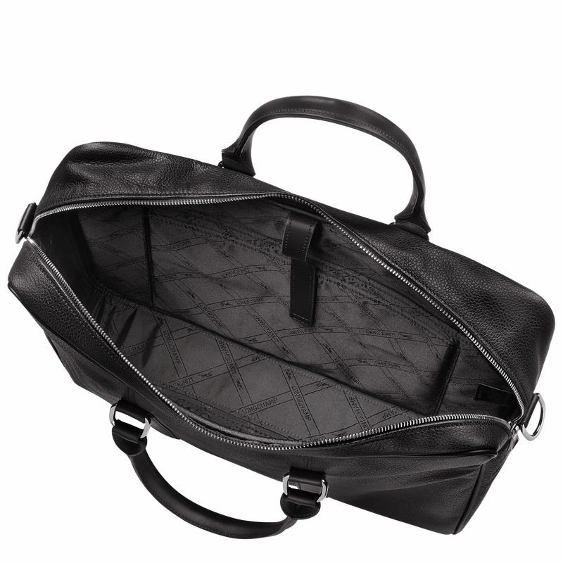 Longchamp Le FOULONNÉ M Briefcase - Leather Black | KBET87629