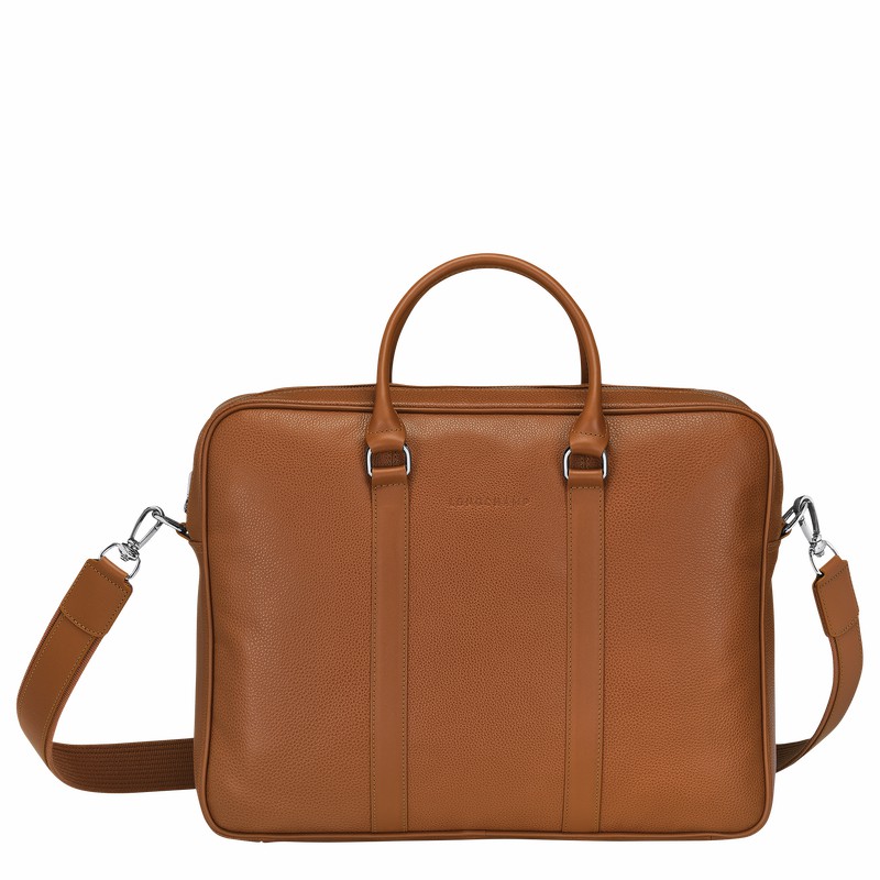 Longchamp Le FOULONNÉ M Briefcase - Leather Caramel | KXEP95187