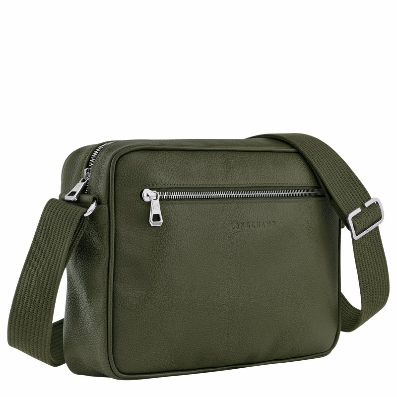 Longchamp Le FOULONNÉ M Camera bag - Leather Khaki | VZOU82045