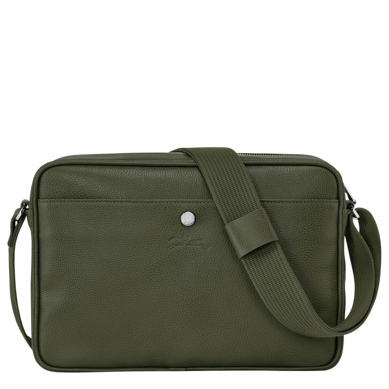 Longchamp Le FOULONNÉ M Camera bag - Leather Khaki | VZOU82045