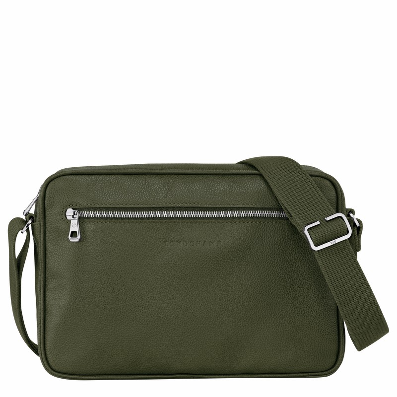 Longchamp Le FOULONNÉ M Camera bag - Leather Khaki | VZOU82045