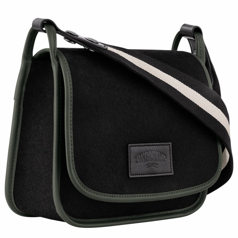 Longchamp Le FOULONNÉ M Crossbody bag - Canvas Black | DGIN48536