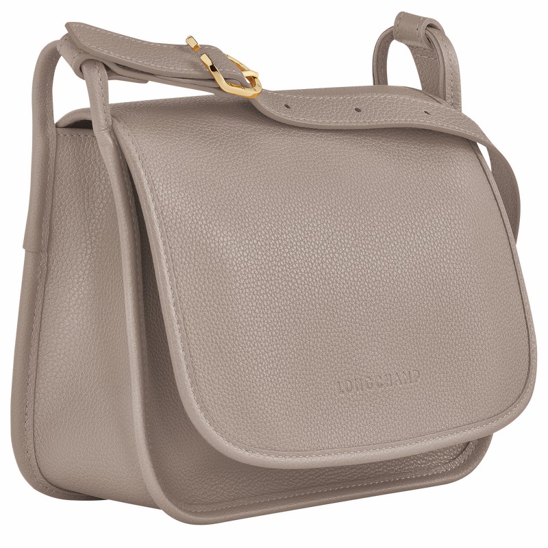 Longchamp Le FOULONNÉ M Crossbody bag - Leather Grey | ECMS31509