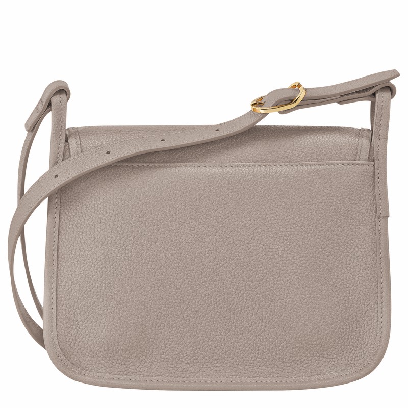 Longchamp Le FOULONNÉ M Crossbody bag - Leather Grey | ECMS31509