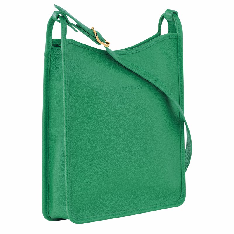 Longchamp Le FOULONNÉ M Crossbody bag - Leather Green | DPXR62814