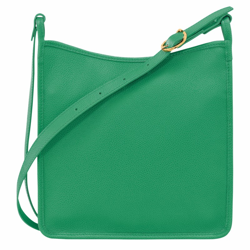 Longchamp Le FOULONNÉ M Crossbody bag - Leather Green | DPXR62814