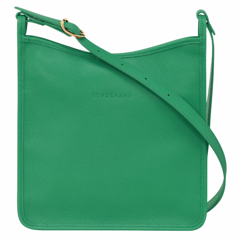 Longchamp Le FOULONNÉ M Crossbody bag - Leather Green | DPXR62814