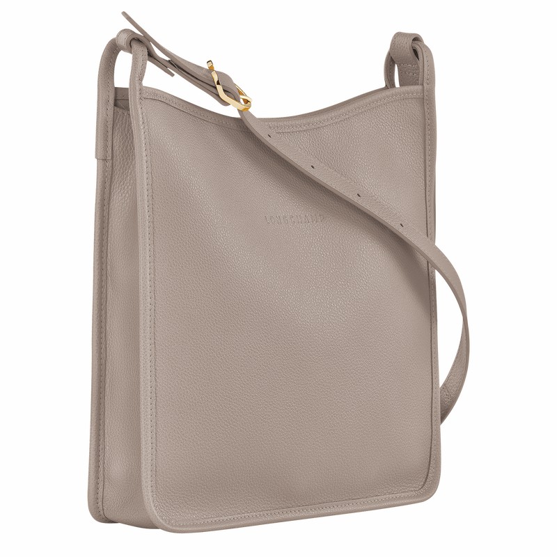 Longchamp Le FOULONNÉ M Crossbody bag - Leather Grey | KUND15720