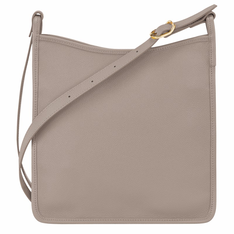 Longchamp Le FOULONNÉ M Crossbody bag - Leather Grey | KUND15720