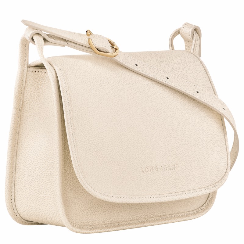 Longchamp Le FOULONNÉ M Crossbody bag - Leather White | CIXH81623