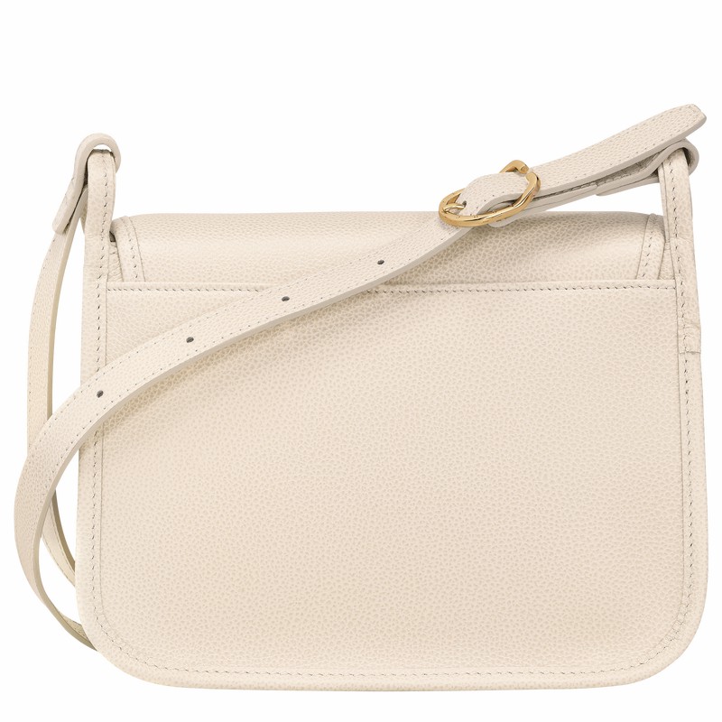 Longchamp Le FOULONNÉ M Crossbody bag - Leather White | CIXH81623