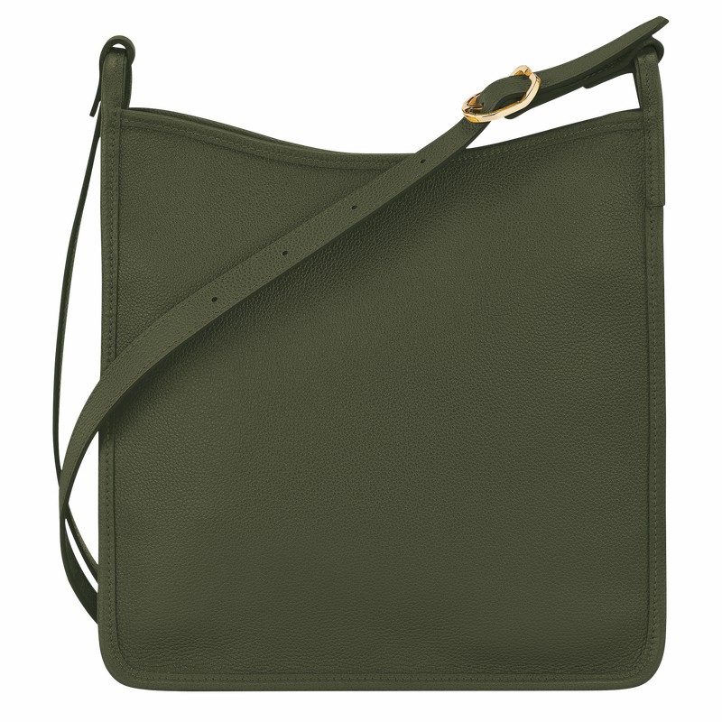 Longchamp Le FOULONNÉ M Crossbody bag - Leather Khaki | LHKS17602