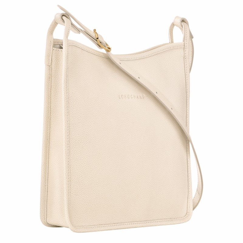 Longchamp Le FOULONNÉ M Crossbody bag - Leather White | EHDI89163