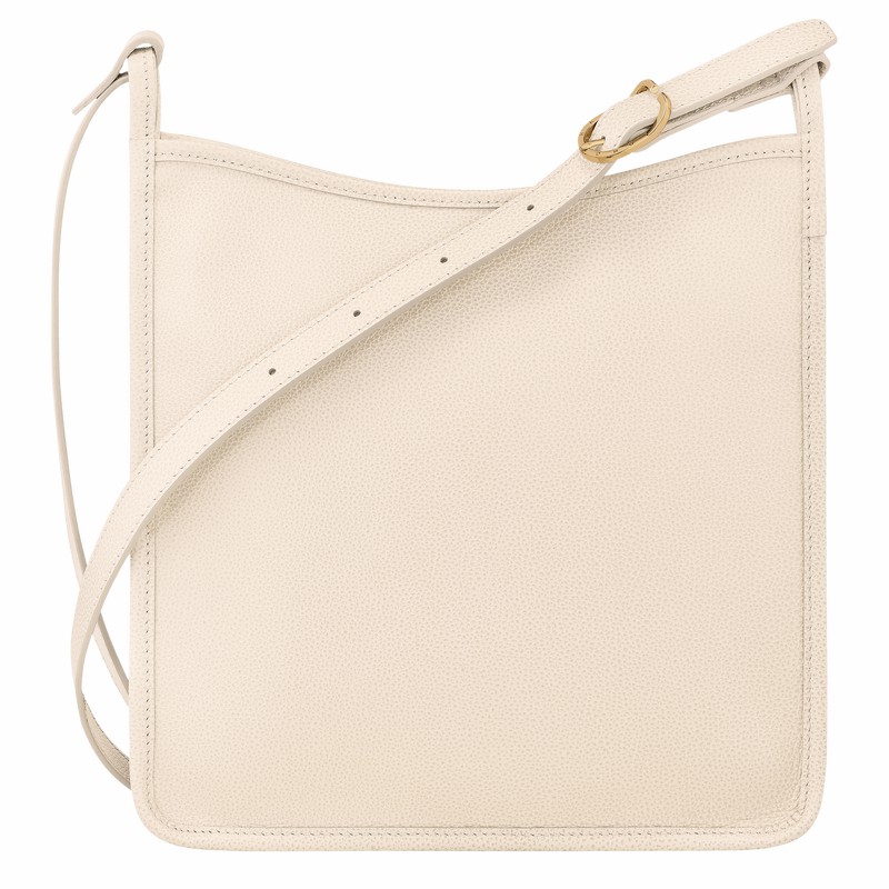 Longchamp Le FOULONNÉ M Crossbody bag - Leather White | EHDI89163