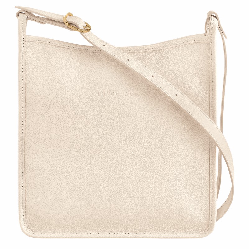 Longchamp Le FOULONNÉ M Crossbody bag - Leather White | EHDI89163