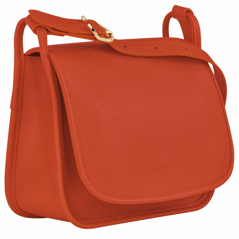 Longchamp Le FOULONNÉ M Crossbody bag - Leather Orange | AJCT53628