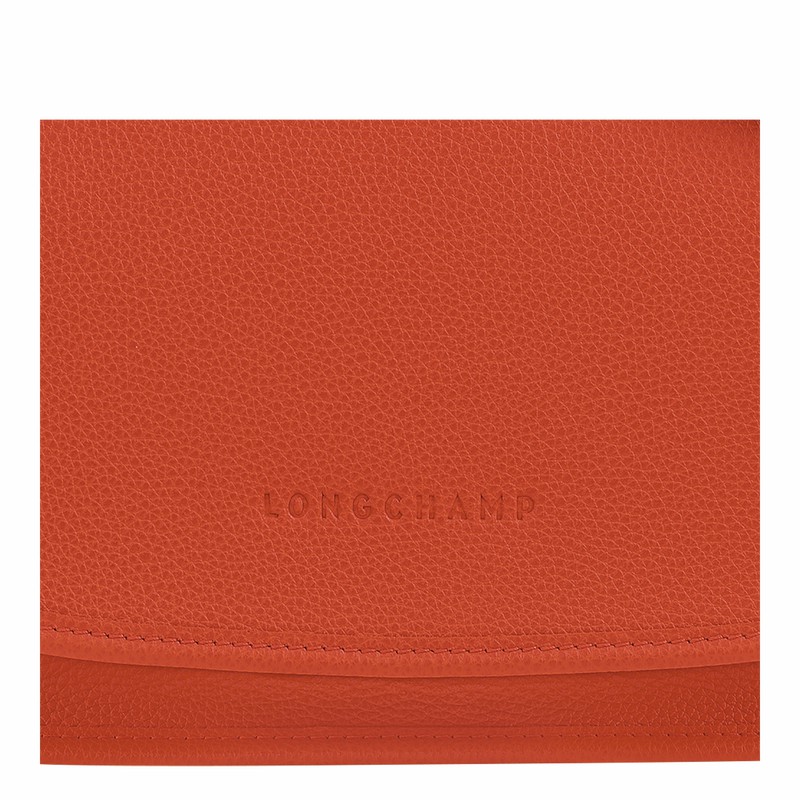 Longchamp Le FOULONNÉ M Crossbody bag - Leather Orange | AJCT53628