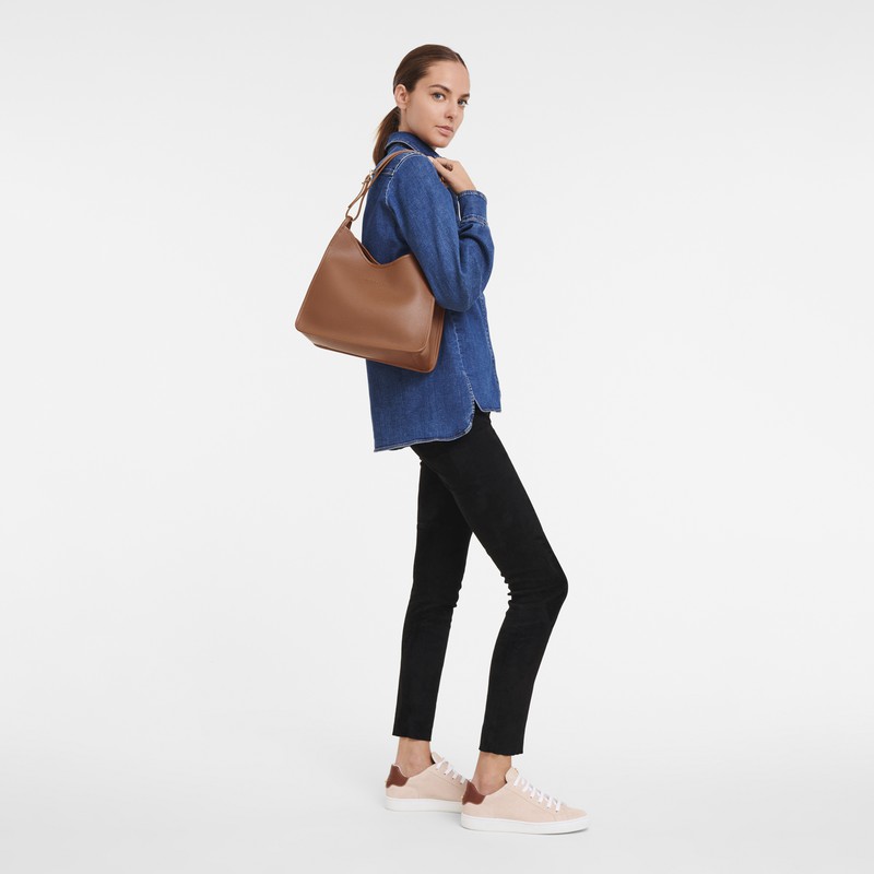 Longchamp Le FOULONNÉ M Hobo bag - Leather Caramel | BNHX34617