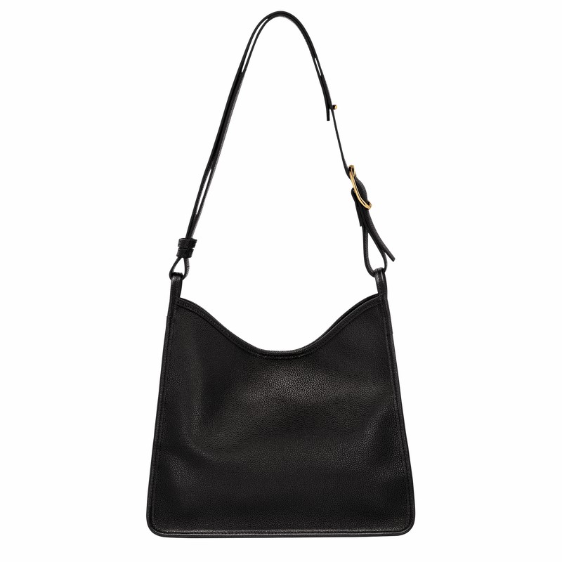 Longchamp Le FOULONNÉ M Hobo bag - Leather Black | JOAI81067