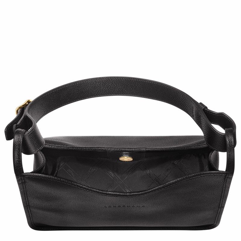 Longchamp Le FOULONNÉ M Hobo bag - Leather Black | JOAI81067