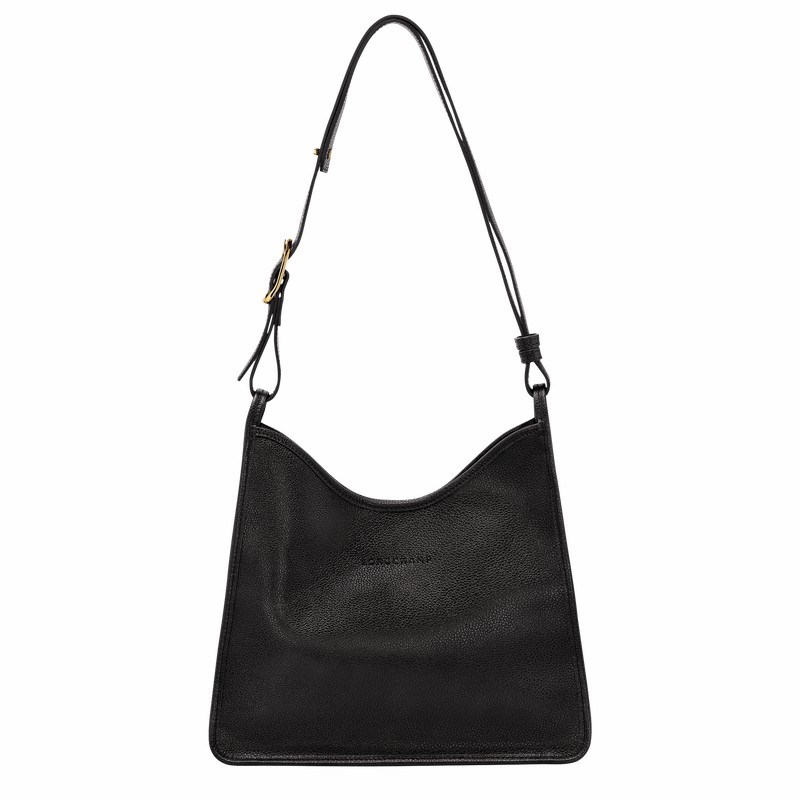 Longchamp Le FOULONNÉ M Hobo bag - Leather Black | JOAI81067