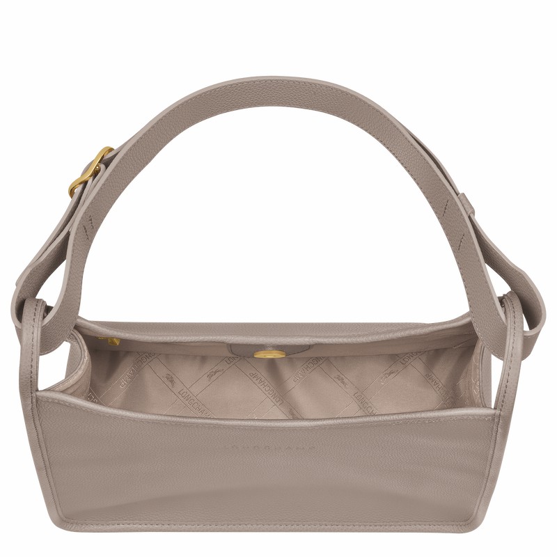 Longchamp Le FOULONNÉ M Hobo bag - Leather Grey | EQRO79013