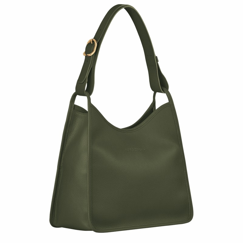 Longchamp Le FOULONNÉ M Hobo bag - Leather Khaki | IPSV06452