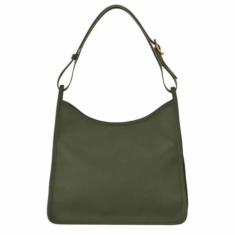 Longchamp Le FOULONNÉ M Hobo bag - Leather Khaki | IPSV06452