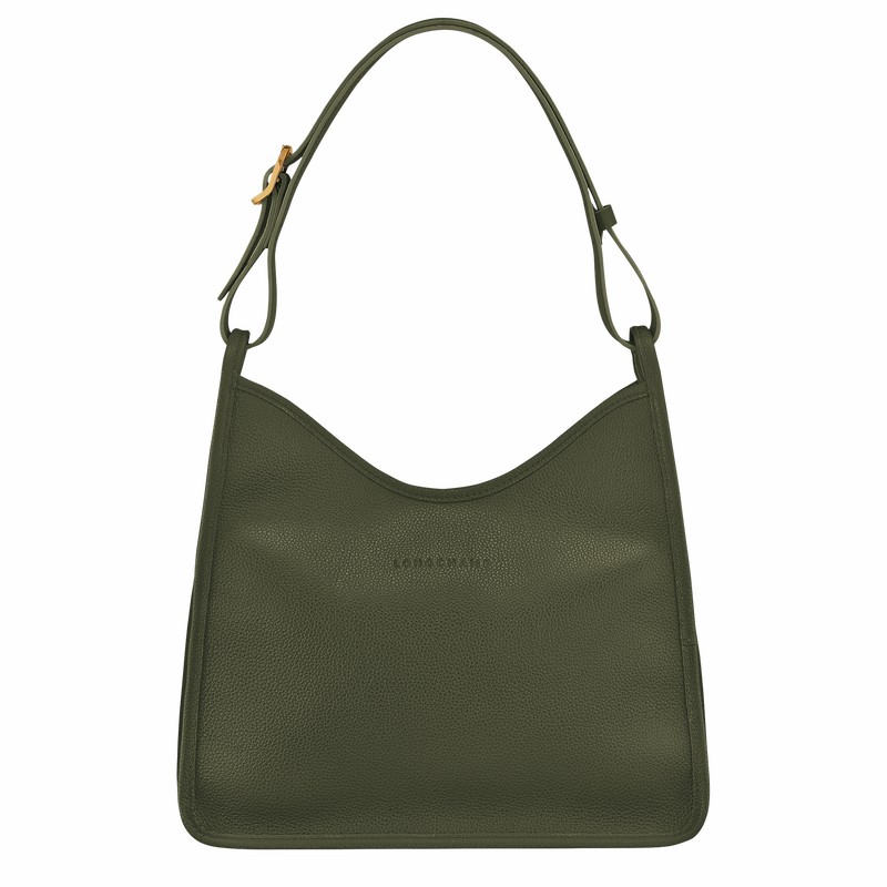 Longchamp Le FOULONNÉ M Hobo bag - Leather Khaki | IPSV06452