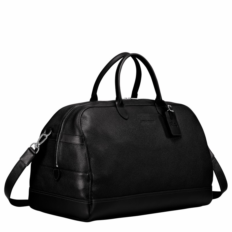 Longchamp Le FOULONNÉ M Travel bag - Leather Black | CEVW76328