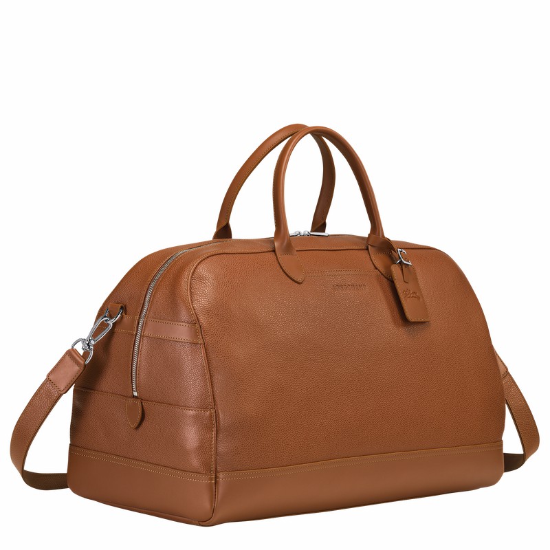 Longchamp Le FOULONNÉ M Travel bag - Leather Caramel | DWUS96247