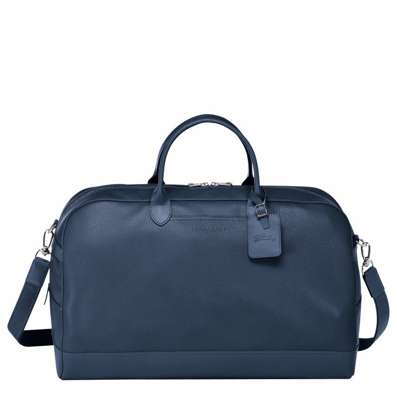 Longchamp Le FOULONNÉ M Travel bag - Leather Navy | IGDV52306