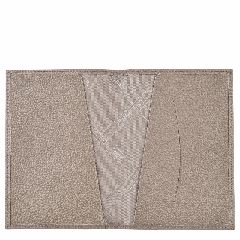 Longchamp Le FOULONNÉ Passport cover - Leather Grey | FDLZ70543