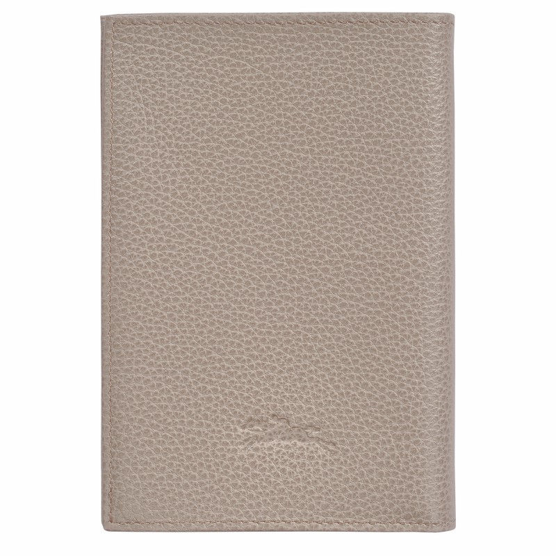 Longchamp Le FOULONNÉ Passport cover - Leather Grey | FDLZ70543